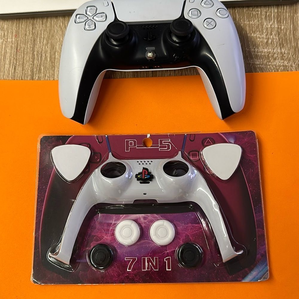 PS5 Controller Mod Pack Shell Centre Piece + PS Centre Button (White + Kit)